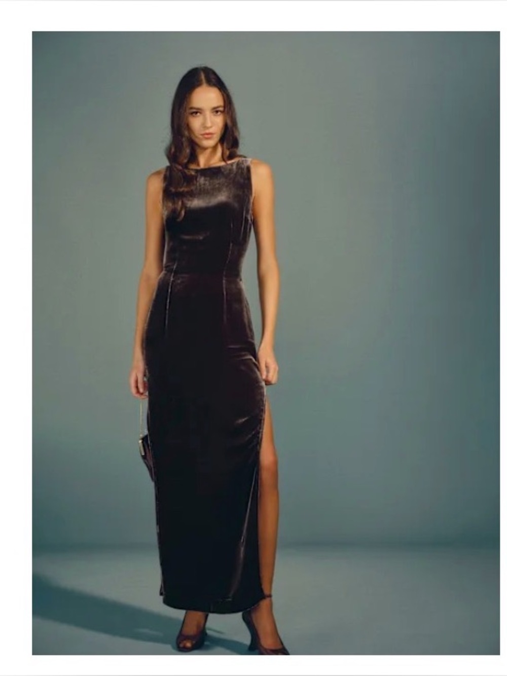 Reformation Romy Velvet Dress Brown - Size 4